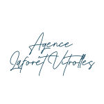 Logo bleu avec monogramme doré Agence Laforet Vitrolles - Agence Ingrid Coadic architecture intérieure